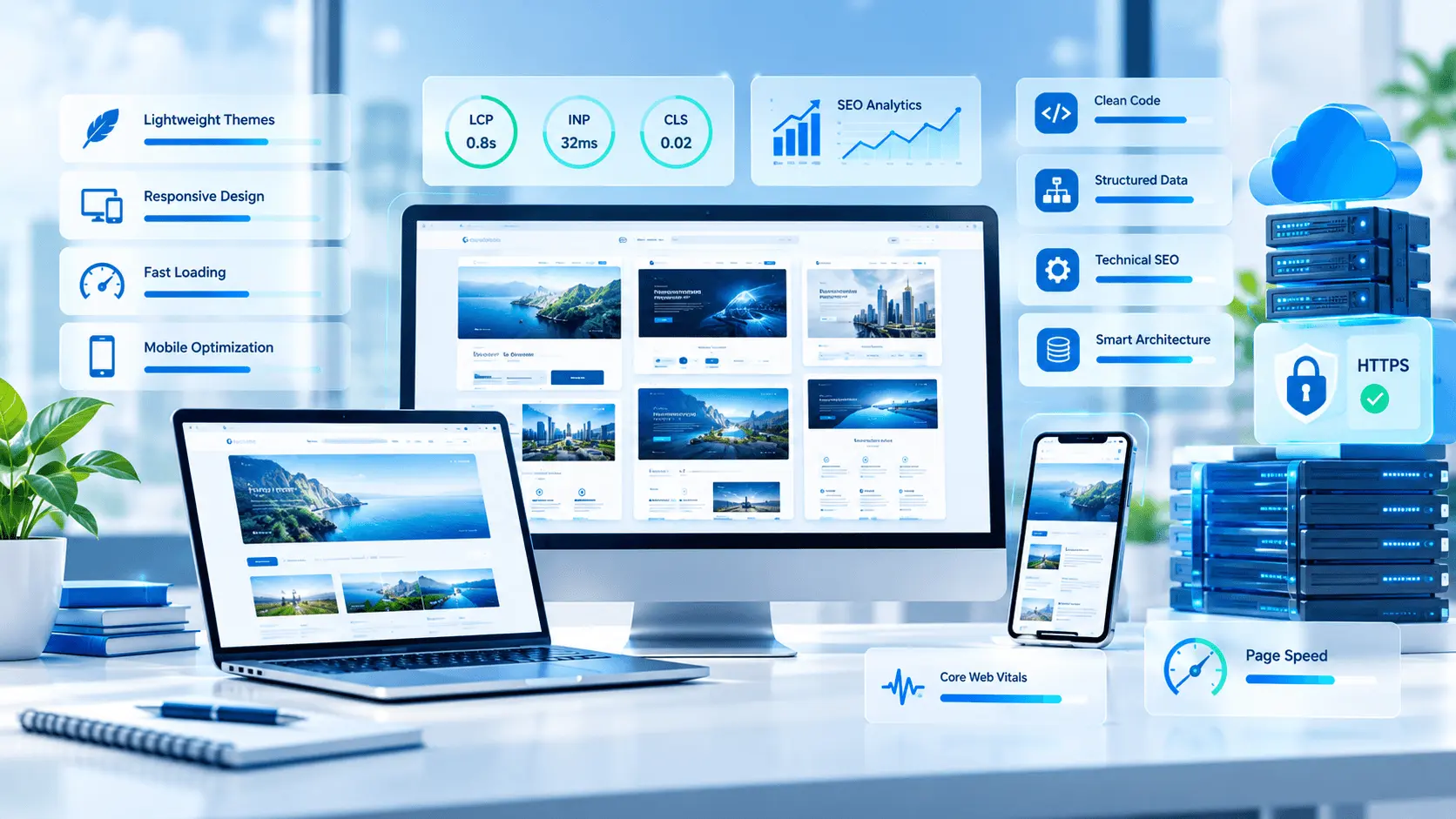 Best WordPress Themes for SEO showing lightweight WordPress themes, website speed and search optimization