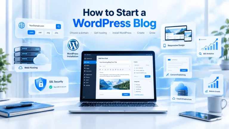 How to Start a WordPress Blog with domain, hosting, WordPress dashboard and website setup